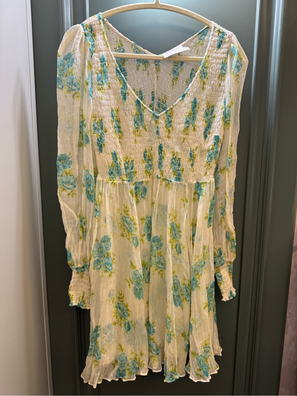 Zimmermann Open-Knit Cover-Up in White, Teal & Lime Green